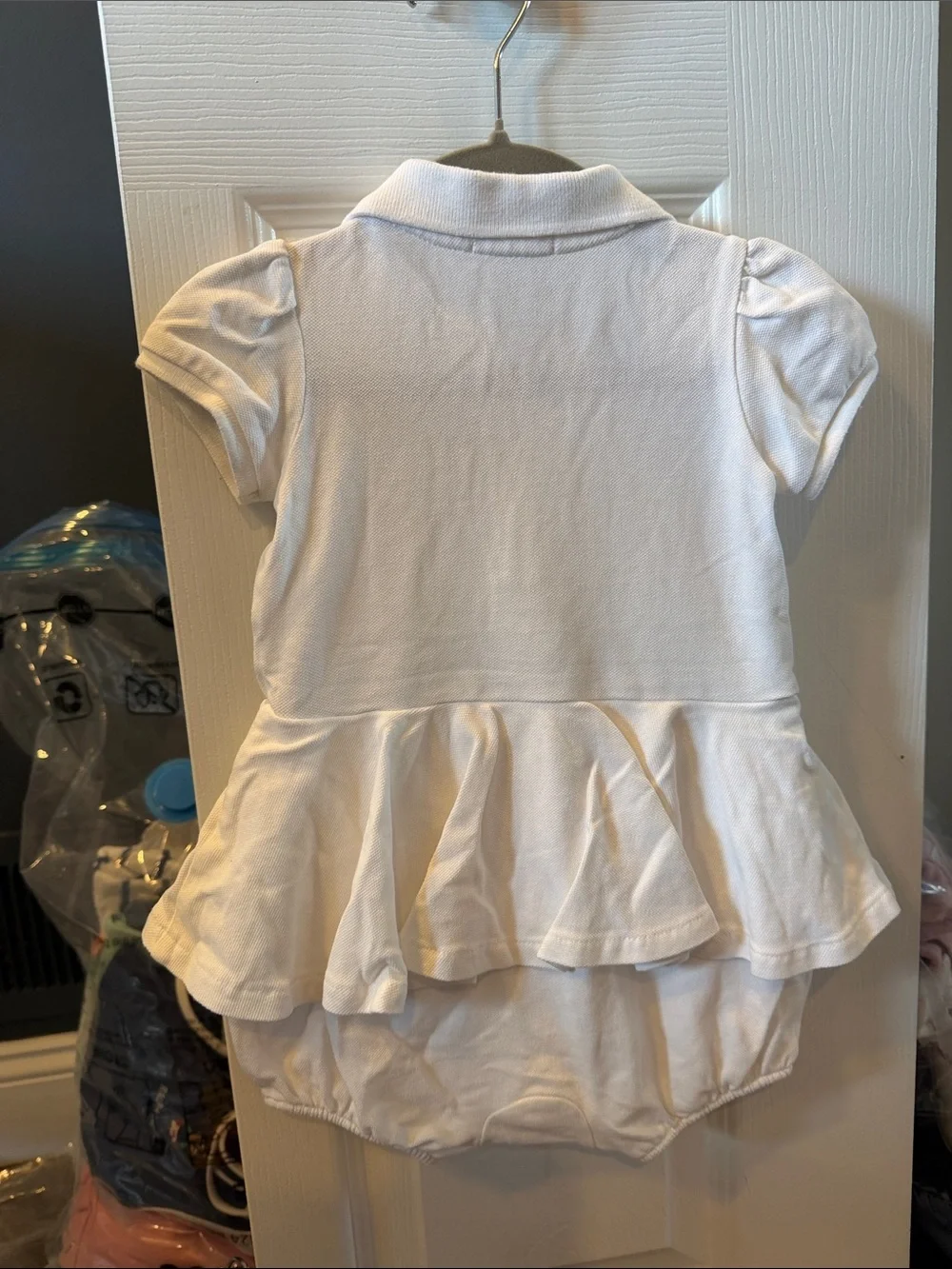 Ralph Lauren baby White Polo Peplum Baby Dress with Pink Pony size 9m